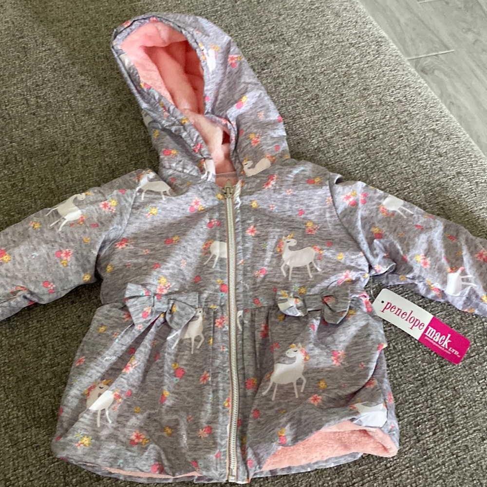 Zip up gray unicorn jacket with hoodie